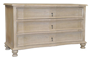 Kasen Curved Front 3 Drawer Chest, Vintage Grey - Rustic Edge