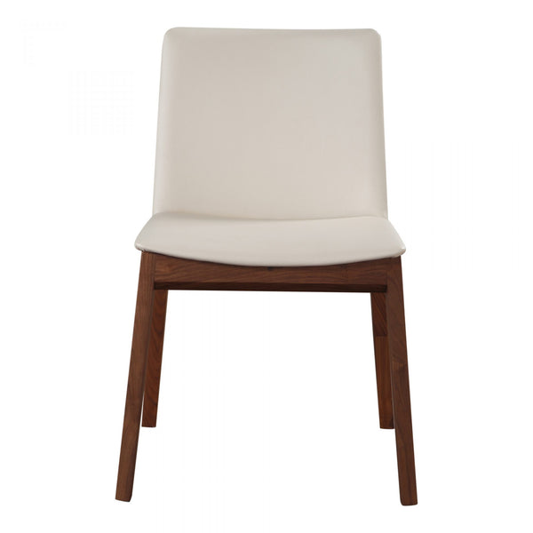 Econ Modern White Dining Chair with Wooden Legs