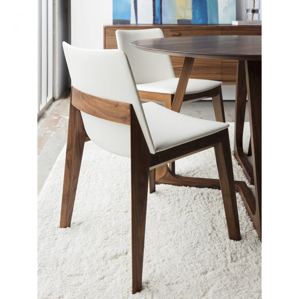 Econ Modern White Dining Chair with Wooden Legs