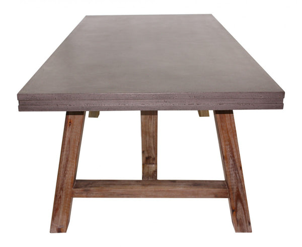 Vivian 83" Concrete & Wood Dining Table -  Rustic Edge