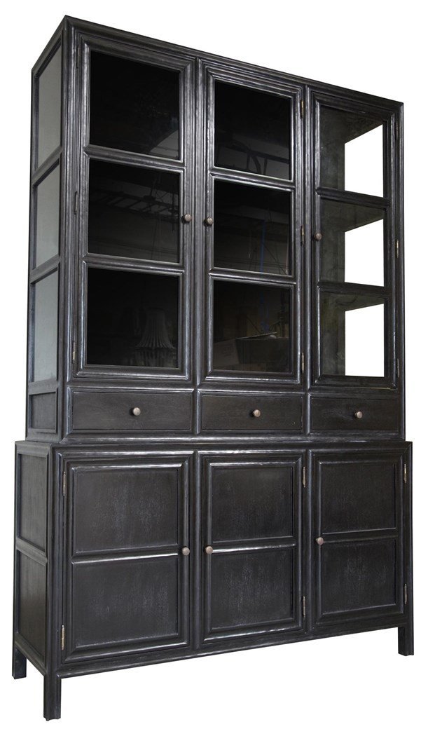 Palmer Colonial Hutch, Hand Rubbed Black -Rustic Edge