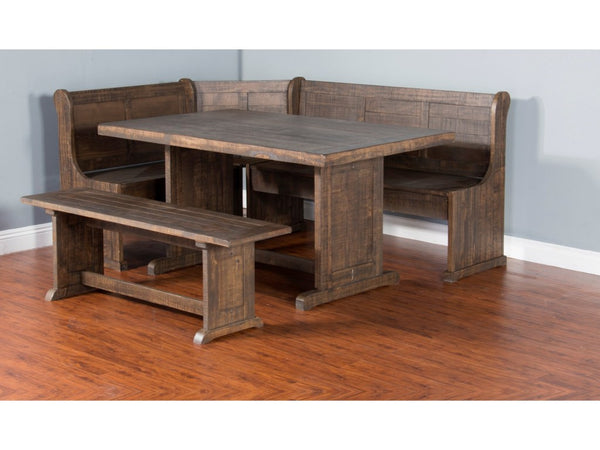 Farmhouse Style 75" Breakfast Nook with Storage Bench - Rustic Edge