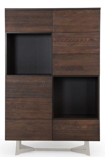 Modrest Wharton Modern Dark Aged Oak Tall Buffet/Liquor Cabinet by VIG Furniture
