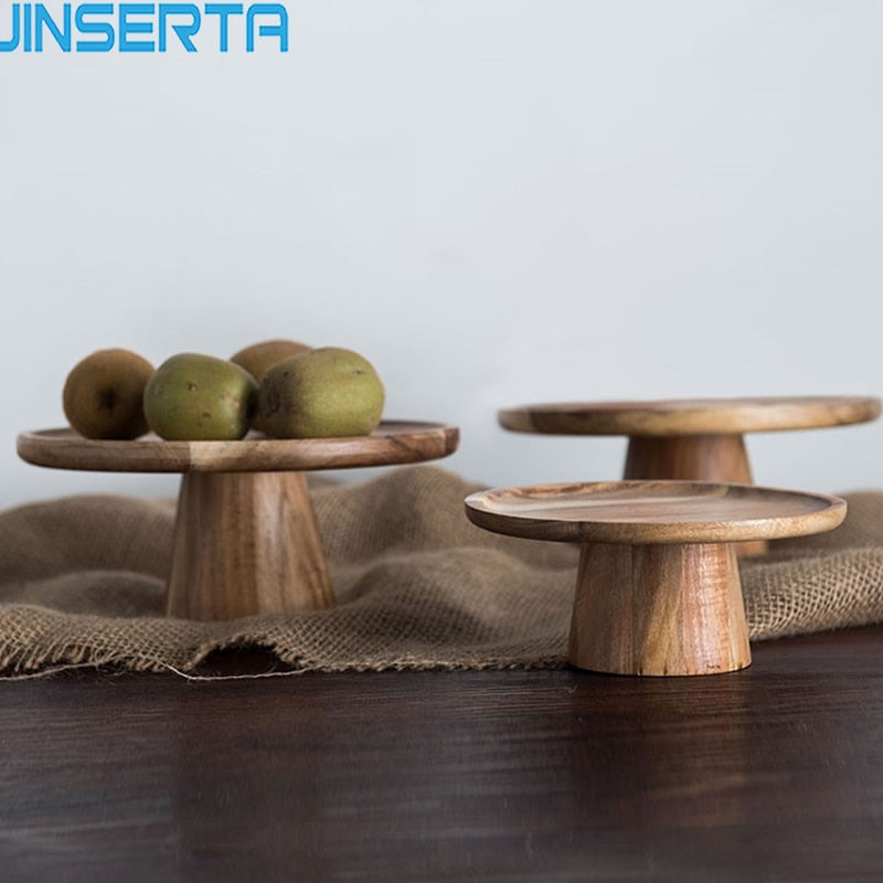 Eco Natural Wooden Pedestal Cake Plate