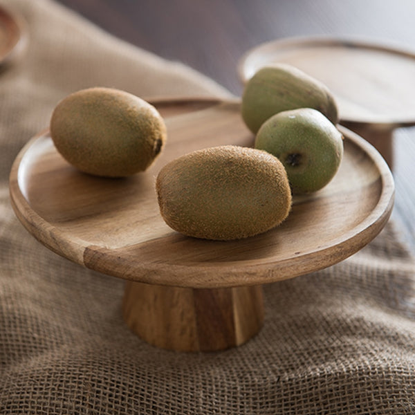 Eco Natural Wooden Pedestal Cake Plate