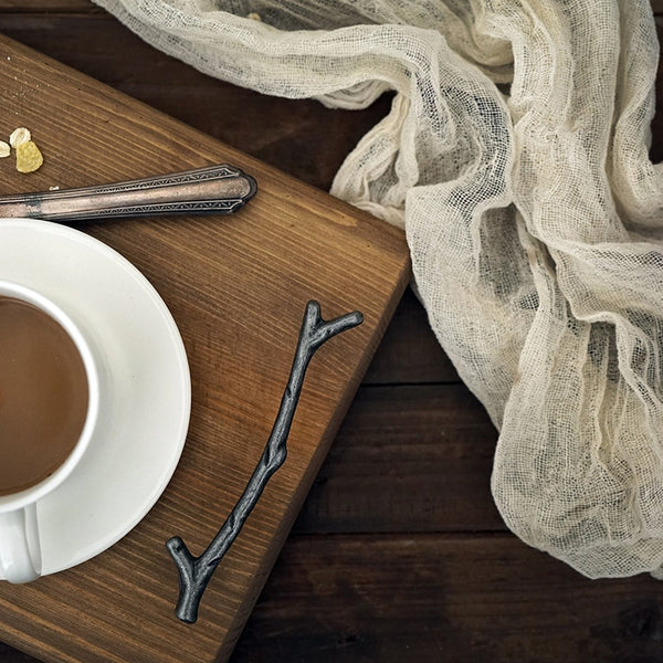 Wooden Serving Tray with Iron Stick Handles