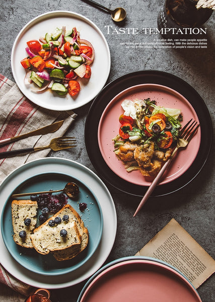 Modern Ceramic Dinner Plates Round with Lip