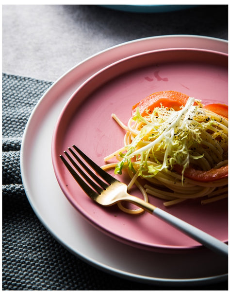 Modern Ceramic Dinner Plates Round with Lip