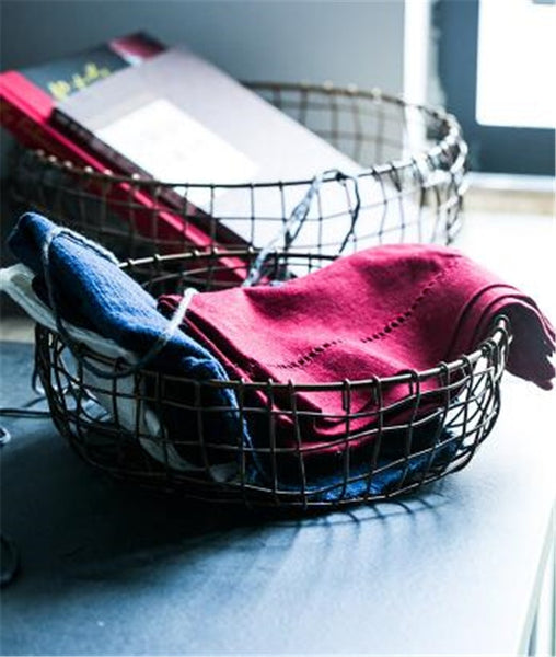 Vintage Style Metal Wrought Iron Storage Basket