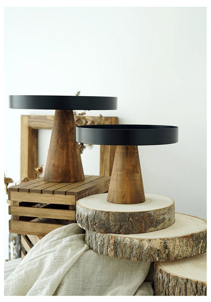 Wood black cake stand - Rustic Edge