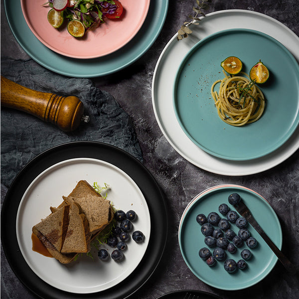 Modern Ceramic Dinner Plates Round with Lip