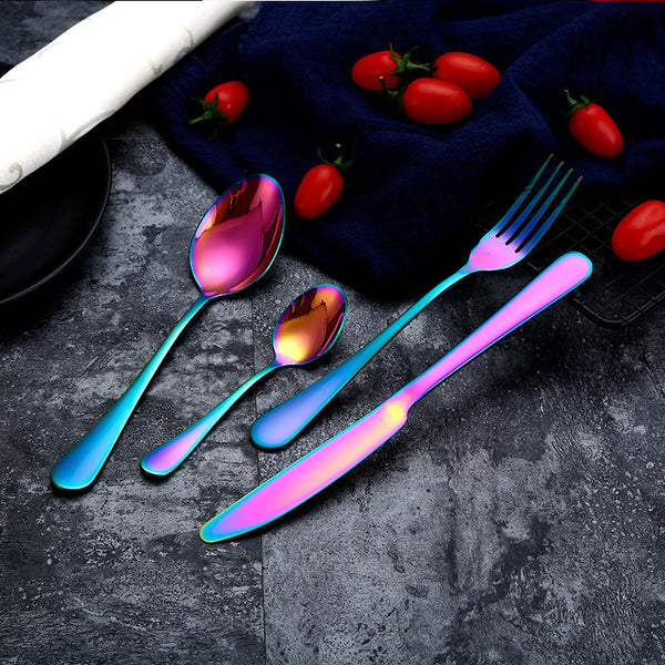 Yefilk Gold/Black/Multi-color Cutlery 4pc Sets