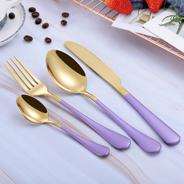 Yefilk Gold/Black/Multi-color Cutlery 4pc Sets