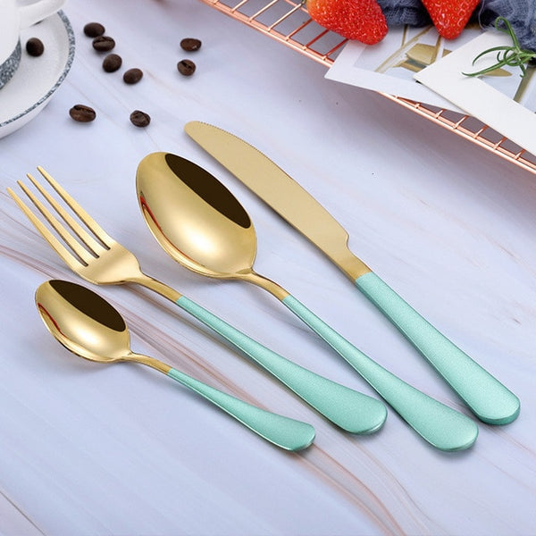 Yefilk Gold/Black/Multi-color Cutlery 4pc Sets