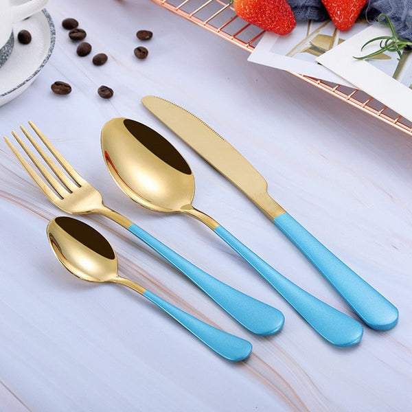 Yefilk Gold/Black/Multi-color Cutlery 4pc Sets