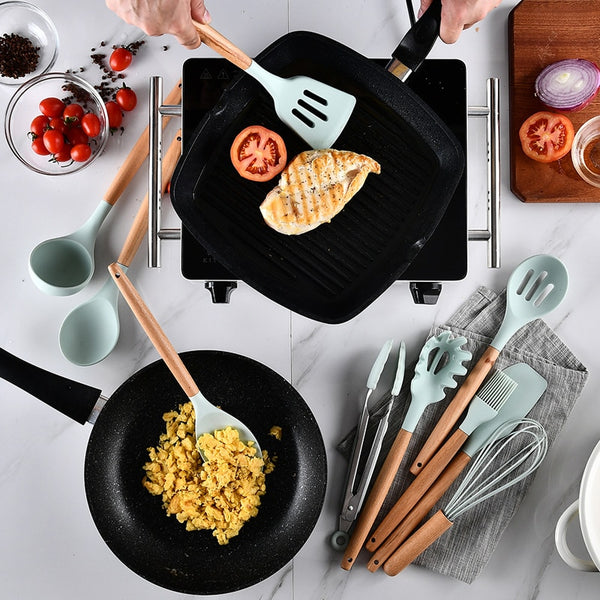 Silicone Spatula Utensils Heat-resistant with Storage