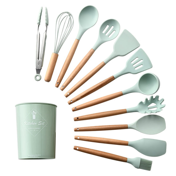 Silicone Spatula Utensils Heat-resistant with Storage
