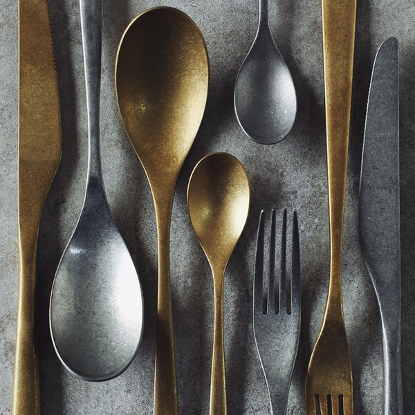 Fiddle 4pc Retro 304 Stainless Steel Silverware - Silver and gold