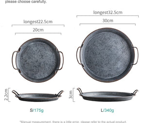 Metal/Iron Round Serving Plate with Handles