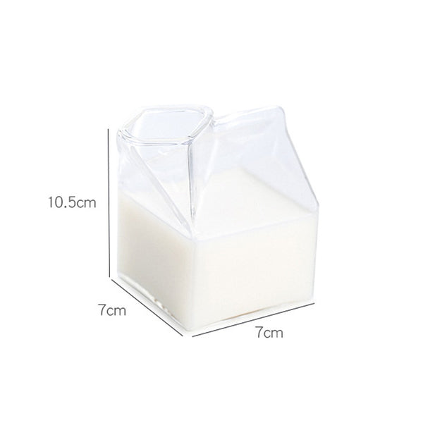 Transparent Milk Box Shape glass Cups/Creamer Pitcher