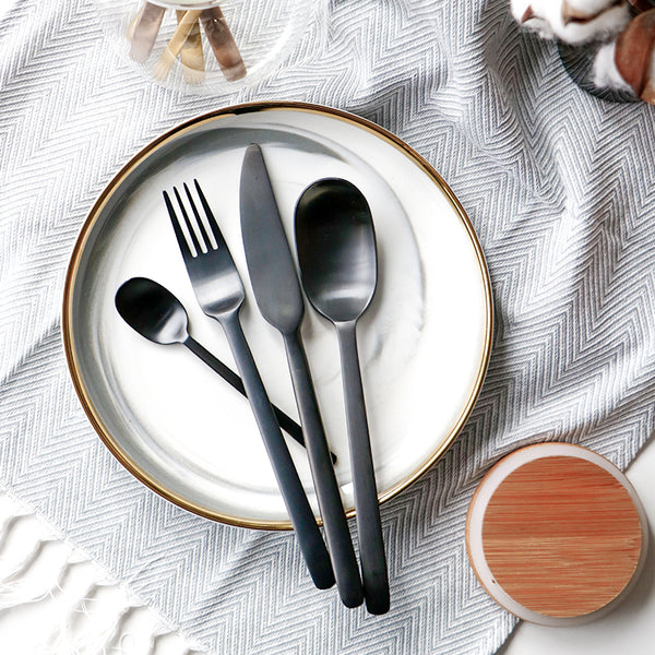 Echo Simplistic Matte Black 4pc Silverware Set - Rustic Edge