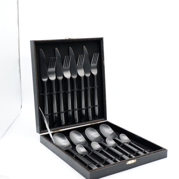 Echo Simplistic Matte Black 4pc Silverware Set - Rustic Edge