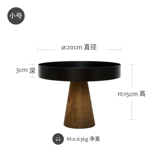 Natural Wood/Black Cake Plate Stand