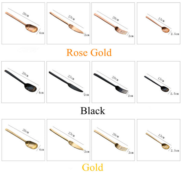 Albany Sleek Modern  4pc 18/10 Stainless Silverware - Black/Gold/Rose Gold/Silver