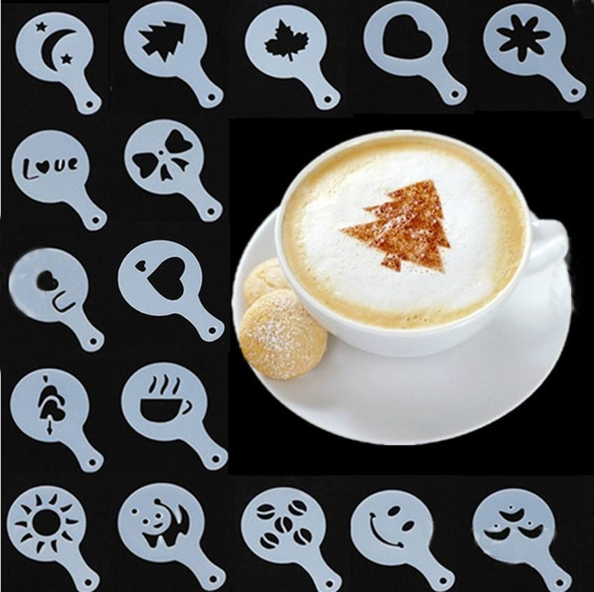 16Pcs Coffee Latte Cappuccino Barista Art Stencils - Rustic Edge