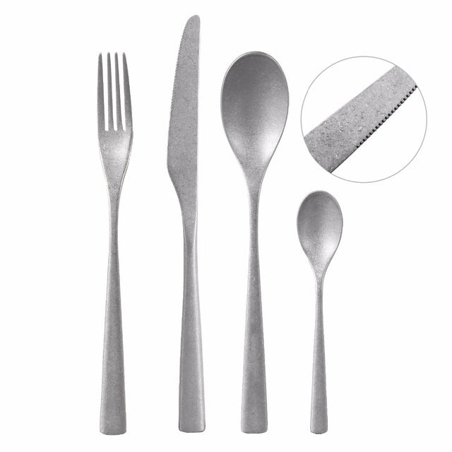 Fiddle 4pc Retro 304 Stainless Steel Silverware - Silver and gold
