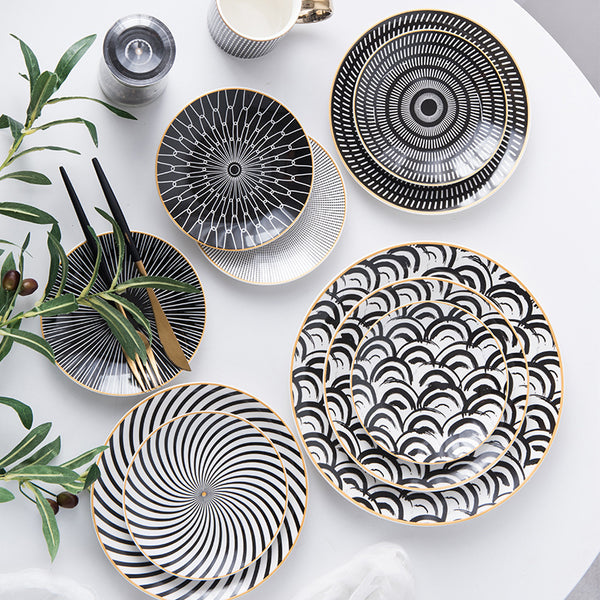 Geometric Ceramic Plate - Set of 6 - Rustic Edge