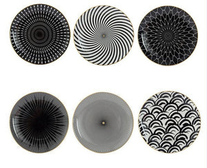 Geometric Ceramic Plate - Set of 6 - Rustic Edge