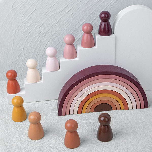 Rainbow Stacking Building Blocks Stacker - Rustic Edge