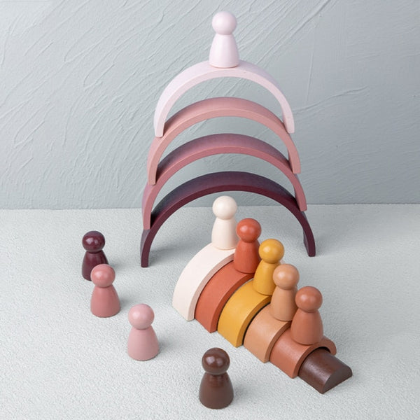 Rainbow Stacking Building Blocks Stacker - Rustic Edge