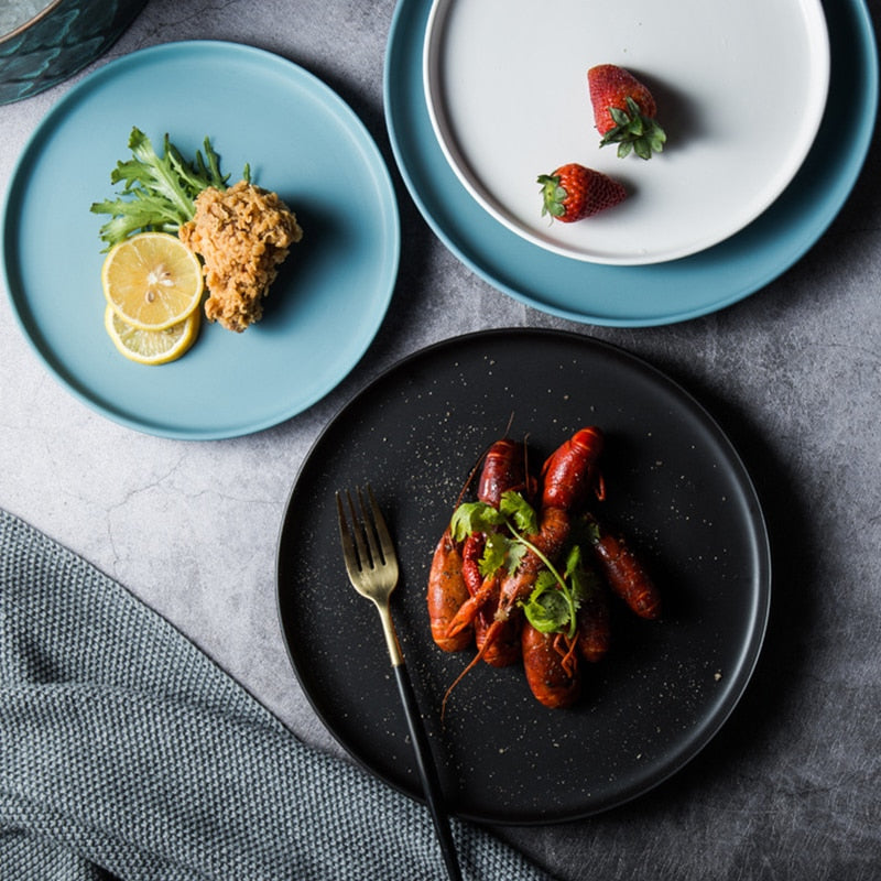 Modern Ceramic Dinner Plates Round with Lip