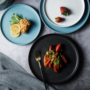 Modern Ceramic Dinner Plates Round with Lip
