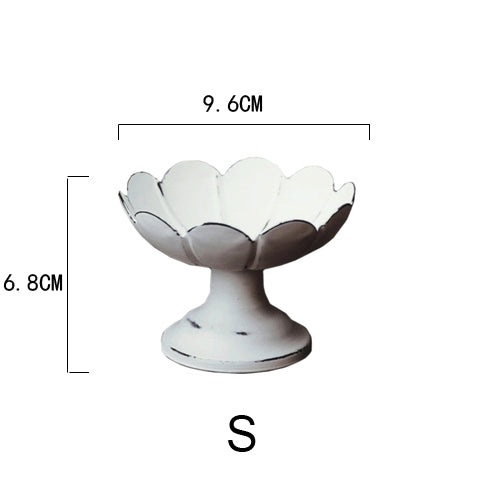 White Metal Retro Pedestal Serving Dish