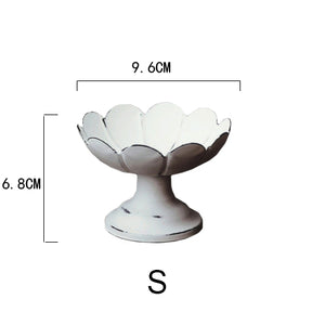 White Metal Retro Pedestal Serving Dish