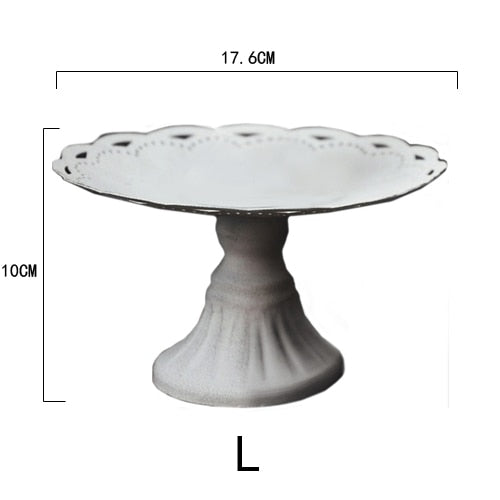 White Metal Retro Pedestal Serving Dish