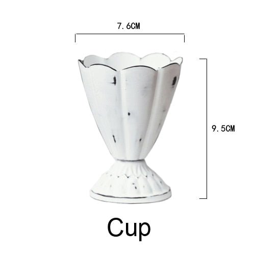 White Metal Retro Pedestal Serving Dish