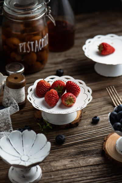 White Metal Retro Pedestal Serving Dish