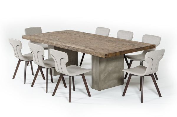 Zeo  Concrete & Oak Dining Table - Rustic Edge