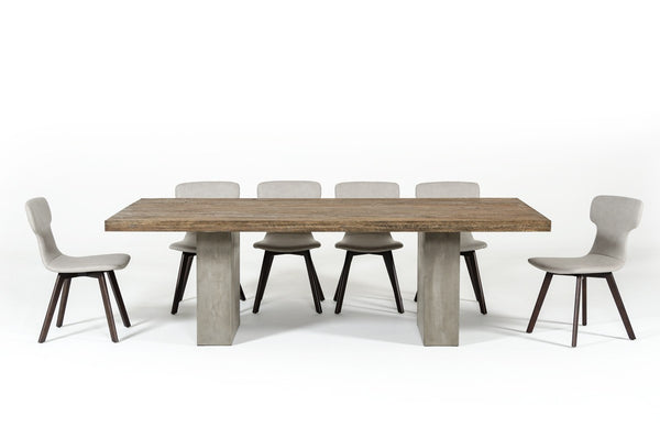 Zeo  Concrete & Oak Dining Table - Rustic Edge