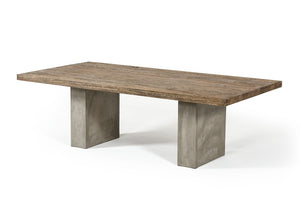 Zeo 79" Concrete & Oak Dining Table - Rustic Edge