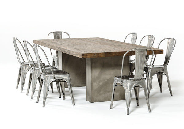 Zeo  Concrete & Oak Dining Table - Rustic Edge