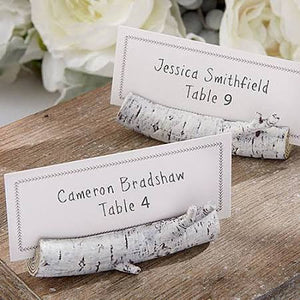 Rustic Birch Log Place Card Holder (Set of 10)