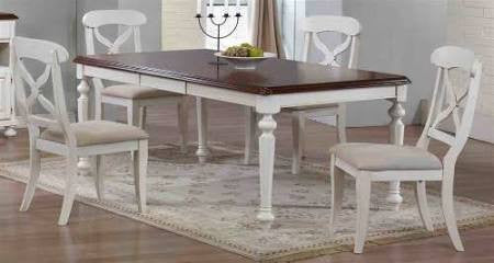 Shrew Farmhouse Collection Antique White/Chestnut Table/Dining Set