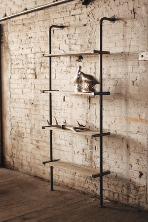 Kalalou Rustic Tall Wood and Metal Adjustable shelving unit 36" x 84" CQ6286